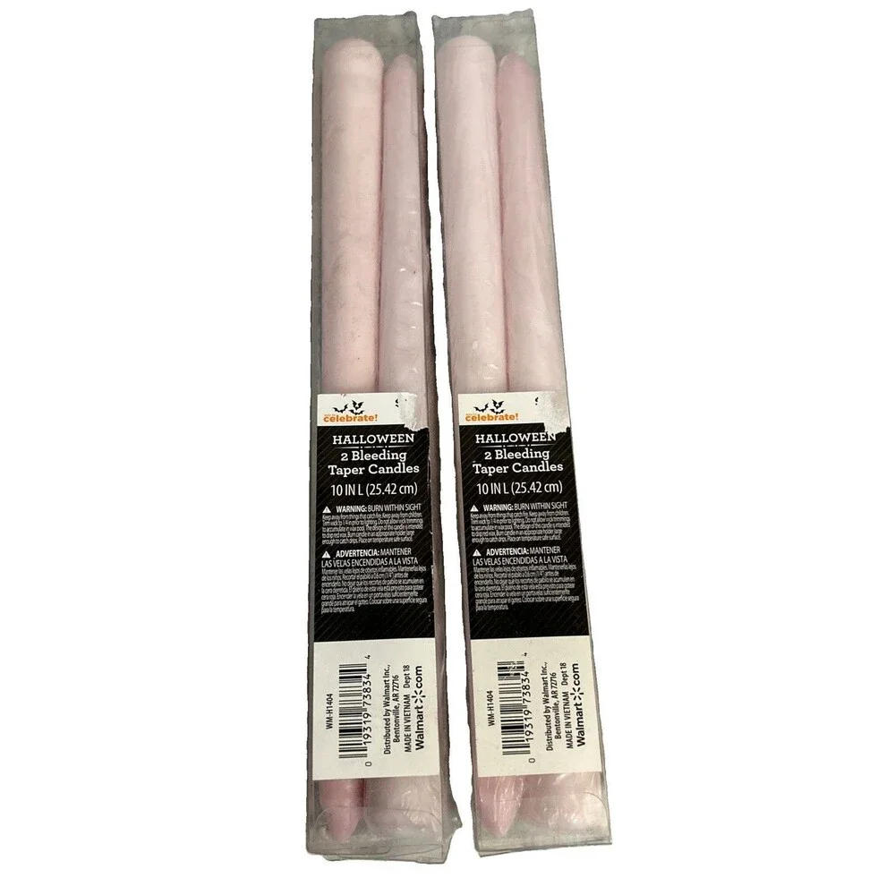 Lot of 4 Halloween 10” Bleeding Taper Candles Halloween Dripping Bleeds Red Wax